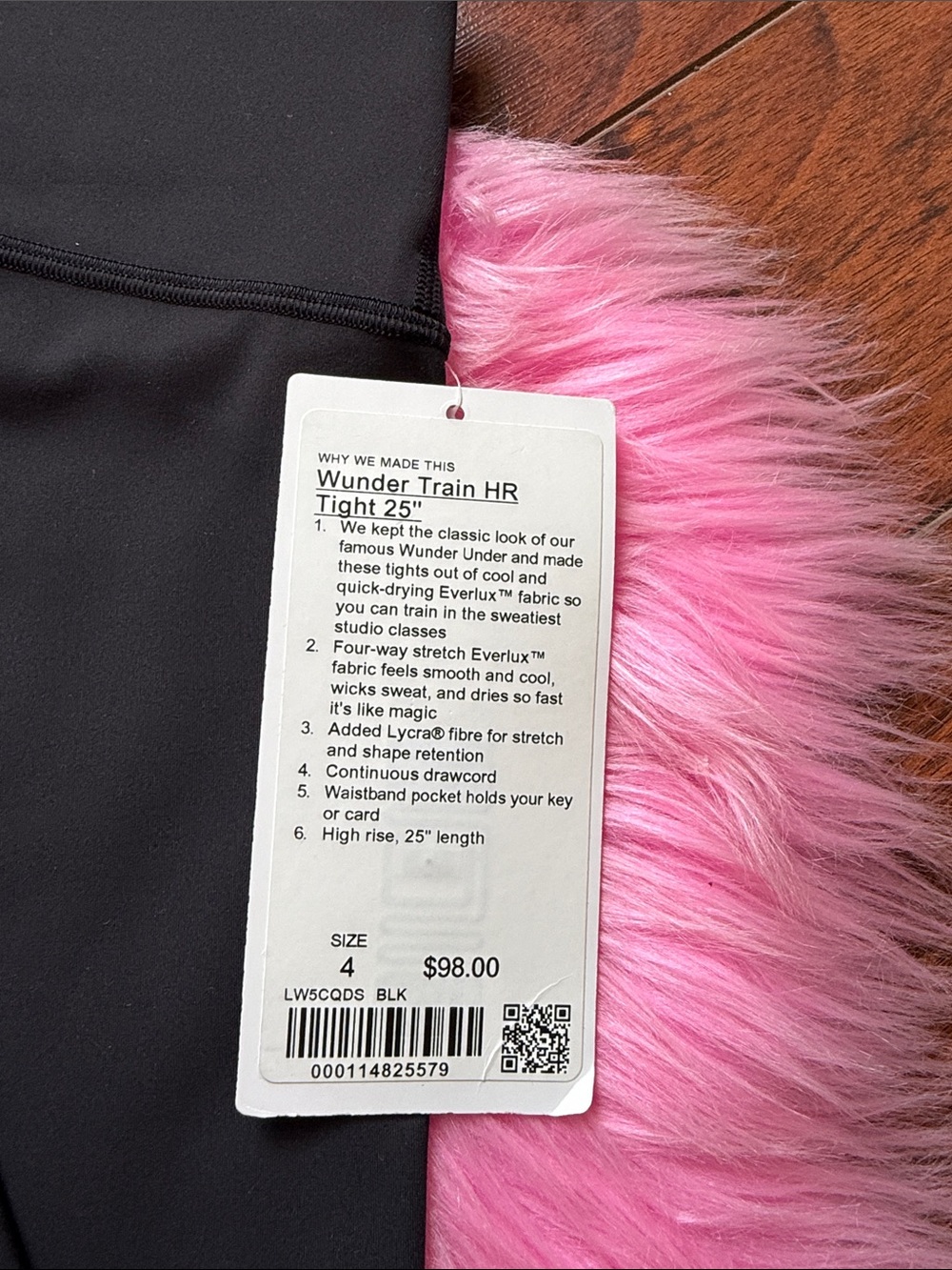 Lululemon size 4 Wunder train HR 25” black NWT - Picture 2 of 2